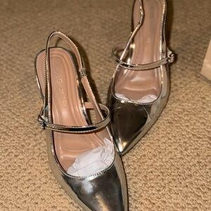 Silver Slingback Heels